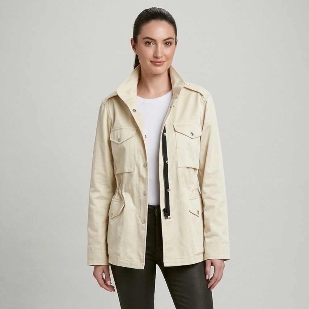 Rag & Bone M8 Utility Field Jacket Cupro Cotton Blend in Neutral Ivory Size S